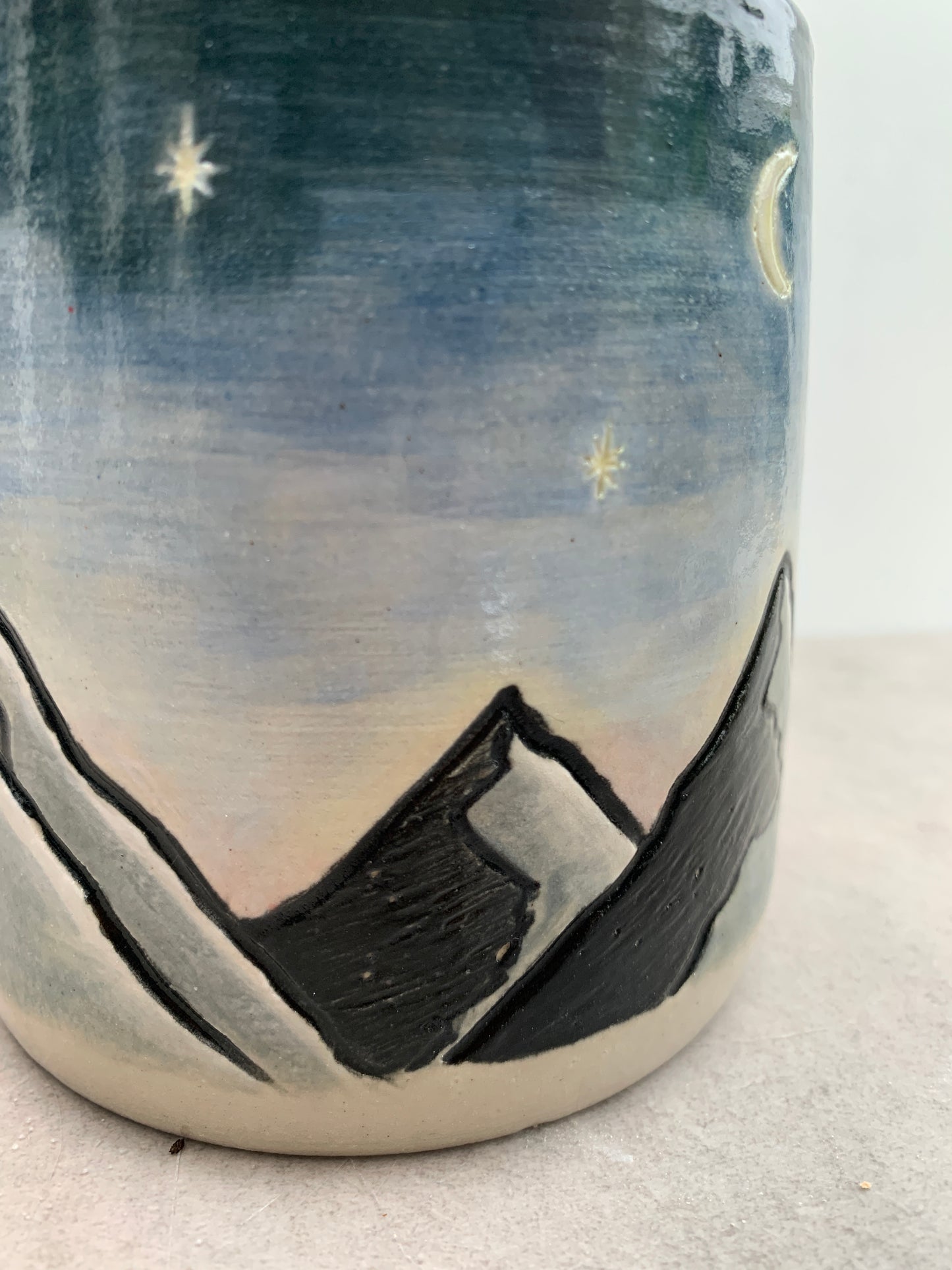 Mountains in the night mug